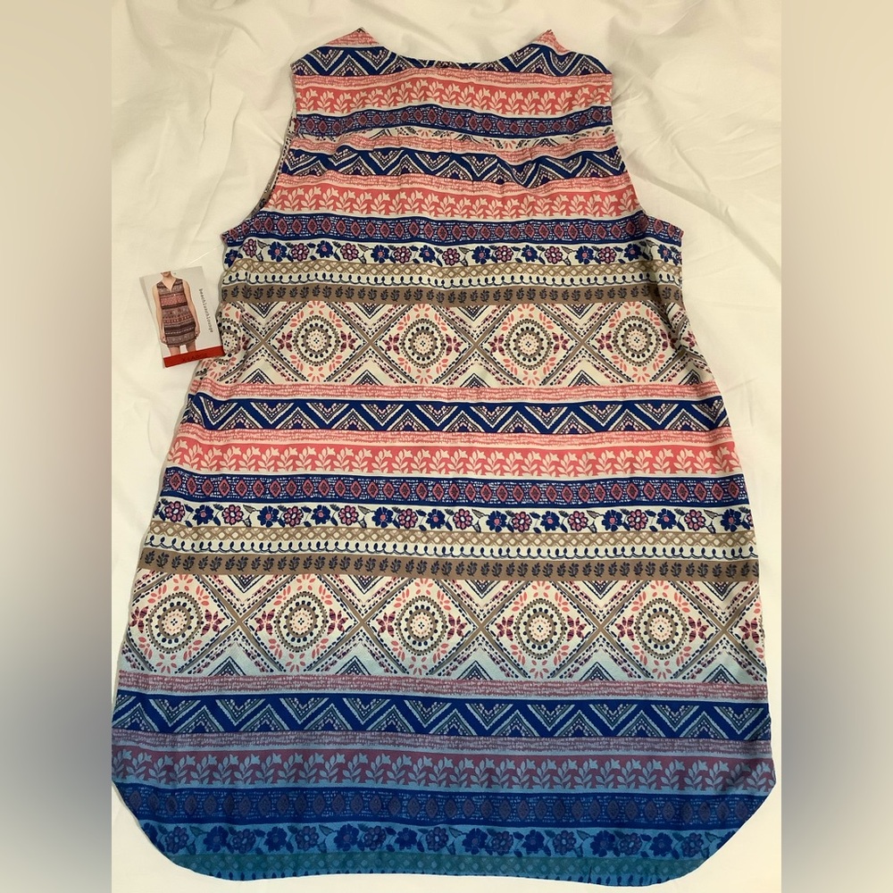Sleeveless Boho Beach Dress New Stripe & Geometric Print Dress - Picture 3 of 16